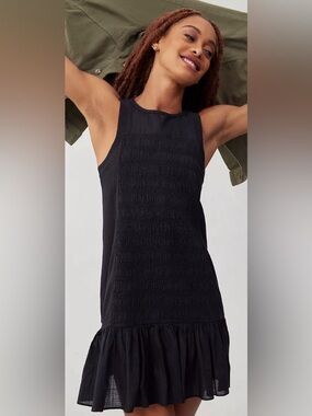 NEW! Daily Practice by Anthropologie Prix Smocked Mini Dress. Size XXS black